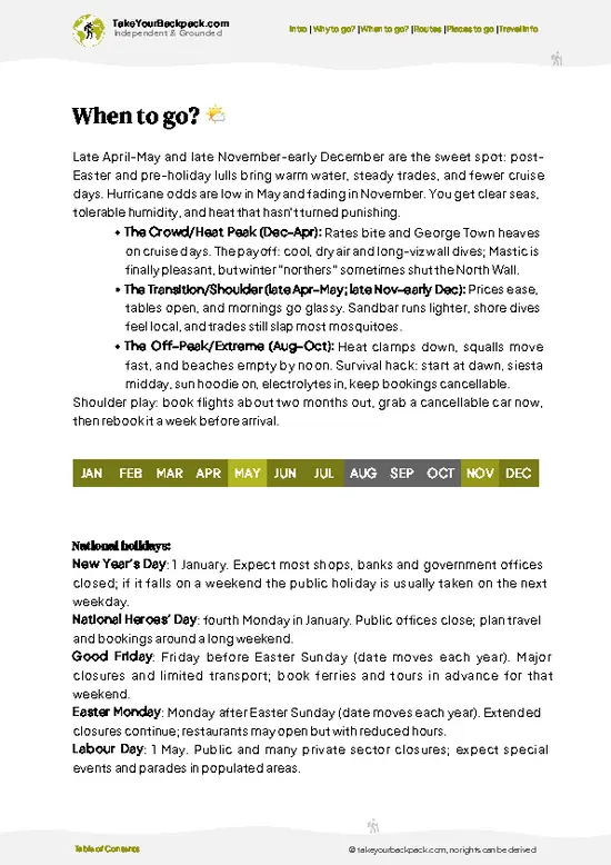 example page 3 from our offline Travel Guide for Cayman Islands